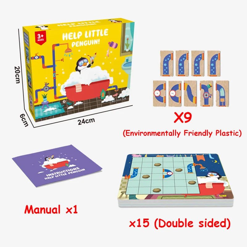 

Montessori Toy Help Lil Penguin Wash Water Pipe Games Thinking IQ Training Educational Toys Gift For Kids Boy
