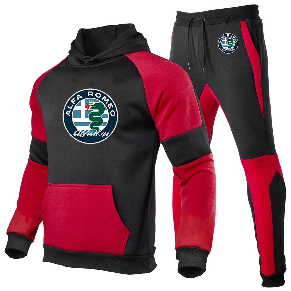 

2021New Men's New Alfa Romeo Logo High Quality Hooded Sweatshirt+Pants Sets Autumn Winter Sportwear Casual Sports 2 Piece Suits