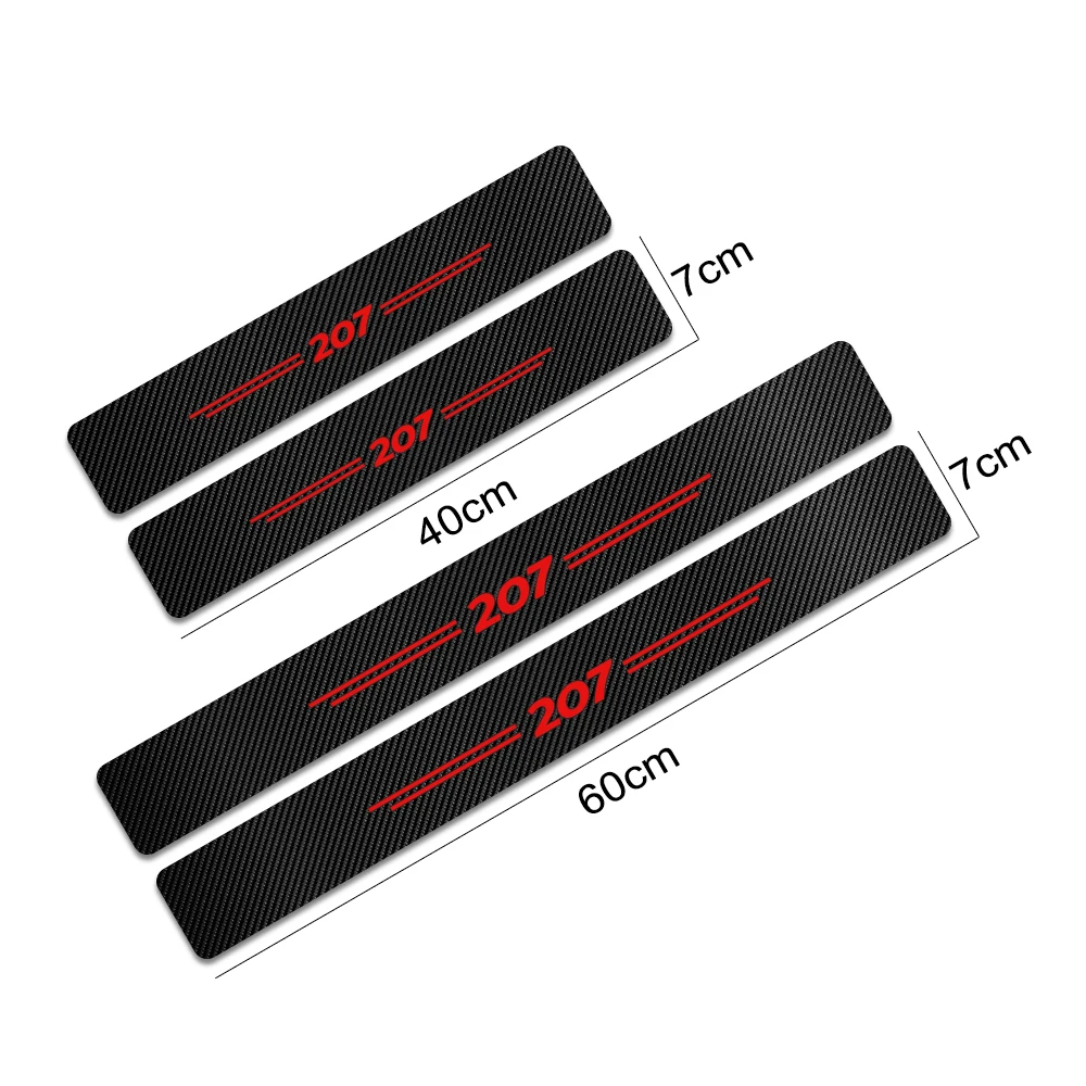 

4PCS Auto Decorative Car Door Sill Stickers Scuff Plate Guards For Peugeot 207 Door Threshold Carbon Fiber Protector Accessories