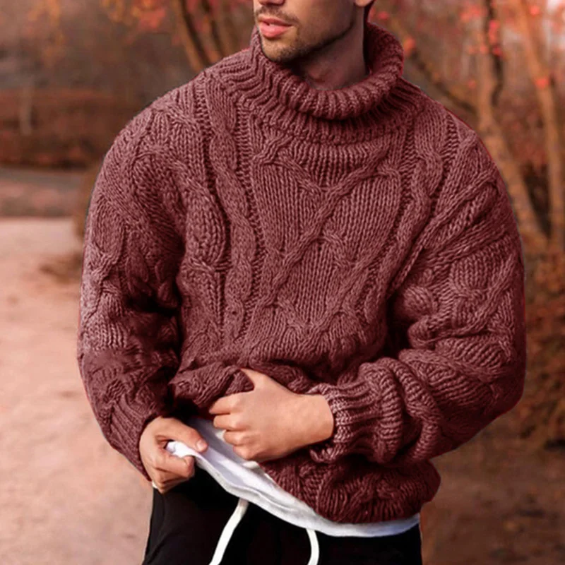 Зимний толстый свитер с высоким воротником Теплая Модная однотонная Цвет