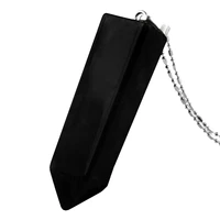 sunyik black agate gem stone solid square pointed column shape pendant for jewelry necklace making accessories free chain