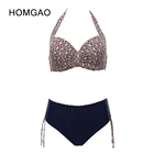 HOMGAO Леопардовый топ, однотонные бикини, купальники с большой чашкой, женский купальник, купальный костюм с высокой талией 2022, Пляжное бикини 2XL-5XL