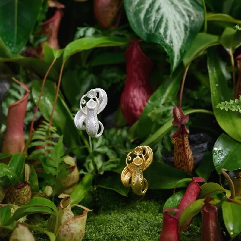 

HOSENG Summer Gold Silver Plant Nepenthes Badge Elegant Alloy Bags Clothes Pins Jewelry Gifts HS_778