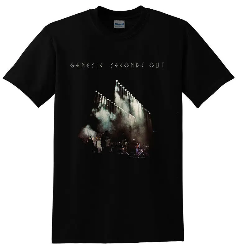 Черная футболка GENESIS Seconds Out Rock Gildan Размер M до 2XL | Мужская одежда