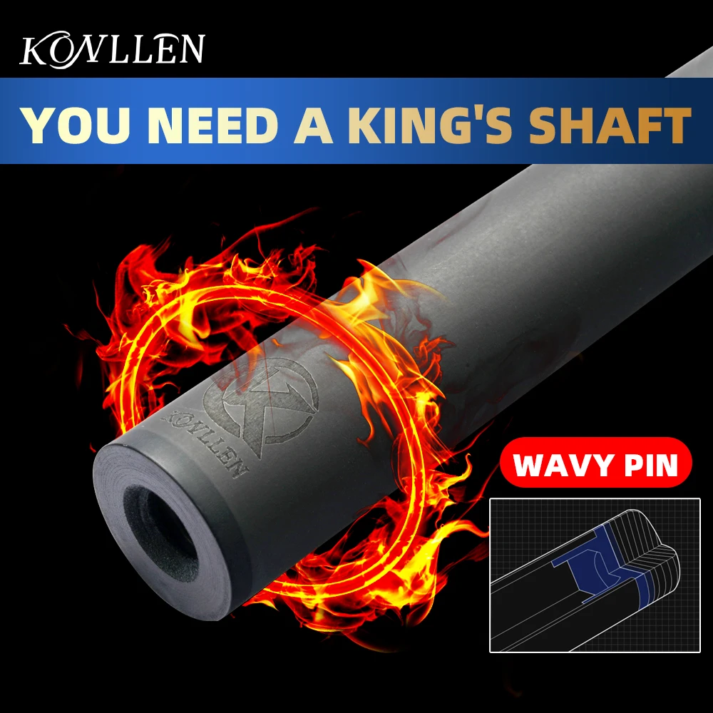 

For MEZZ Cue KONLLEN Pool Cue Carbon Fiber Single Shaft 3/8*9 Wavy Pin 12.5/12.9mm Hell Fire Tip Technology Cue Stick Shaft