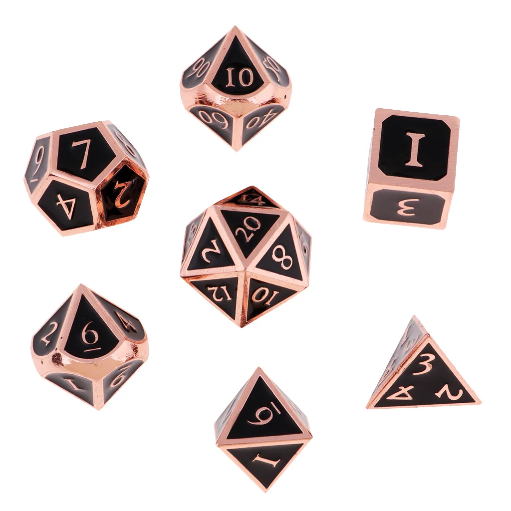 Многогранная металлическая игральная кость набор из 7 шт D4 D6 D8 D10 D12 D20 настольные