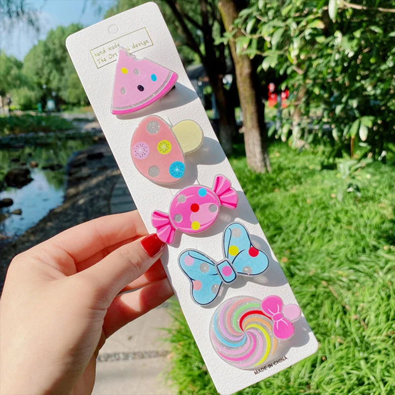 5 шт./компл. заколки для волос девочек милые Мультяшные украшения Детские