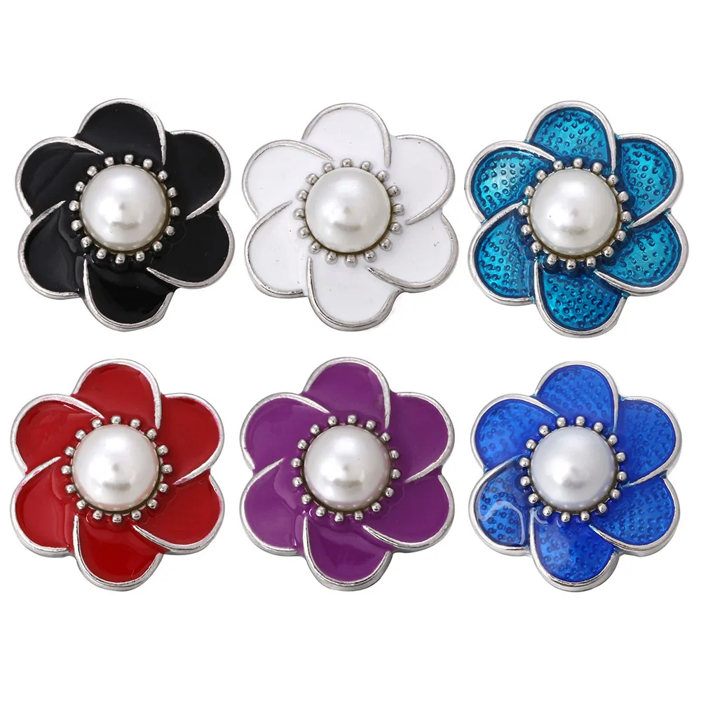 6 шт./лот новые аксессуары для кнопок с цветами подходят браслетов 18 мм DIY