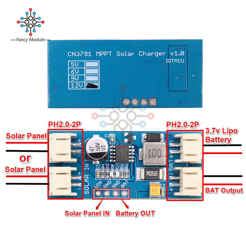 CN3791 MPPT Adjustable Solar Charger Panel 3.7V 18650 Lithium Battery Charging Board 6V/9V12V PMW Overvoltage Protection