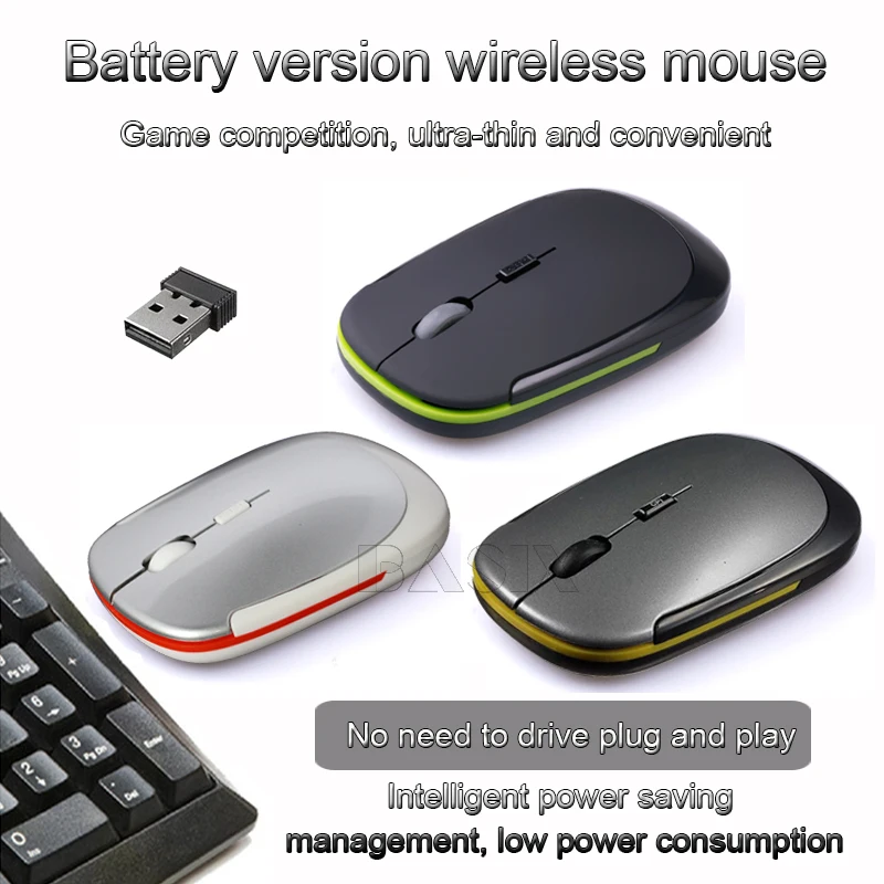 Беспроводная мышь Basix 2 4 ГГц ультра тонкий мини usb приемник сменная оптическая