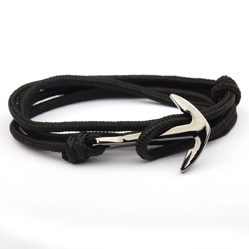 2-4 Adjustable Paracord Anchor Bracelet Woman Men Charm Bracelets Alloy Anchor Nylon Rope Chain Armband Vintage Bracelets& Bangles - Окраска металла: 2-4
