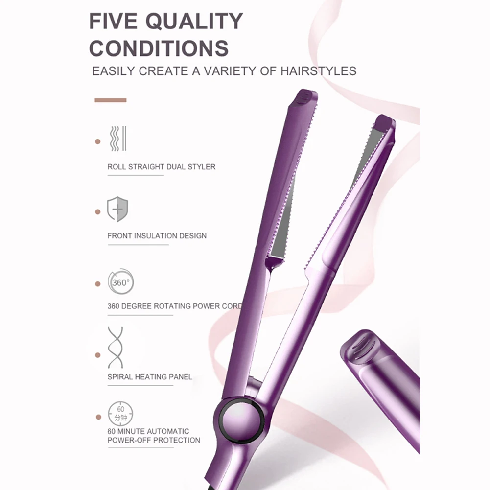 

2-in-1 Hair Curler and Straightener Ceramic Twisted Iron 4 Heating Settings Hair Styler for Women