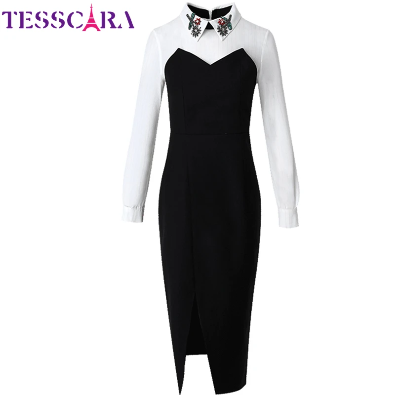 Женское офисное платье-карандаш TESSCARA элегантное платье с бисером и