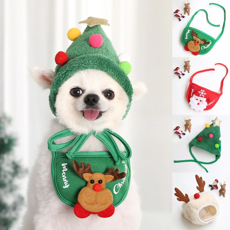 

Pet Dog Christmas Saliva Towel Bib Teddy Fadou Pomeranian Autumn And Winter Clothes Dressing Up Supplies, Pet Accessories