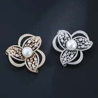 fine pearl jewelry brooches for women 14k soild gold luxury bohemia daimond brooch jewelry trendy flower engagement brooches