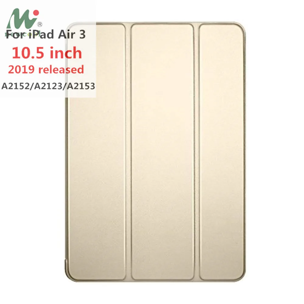 air10.5 Gold Для iPad Air 3-го поколения 10,5 чехол Smart Cover Trifold Stand мягкая задняя крышка для iPad Air 3 10,5 дюймов 10,2 7th Автоматический Режим сна/пробуждения - Цвет: air10.5 Gold