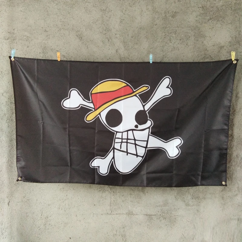 custom 100% polyester ONE PIECE wry funny Luffy flag house decoration skull banner size 96x144cm