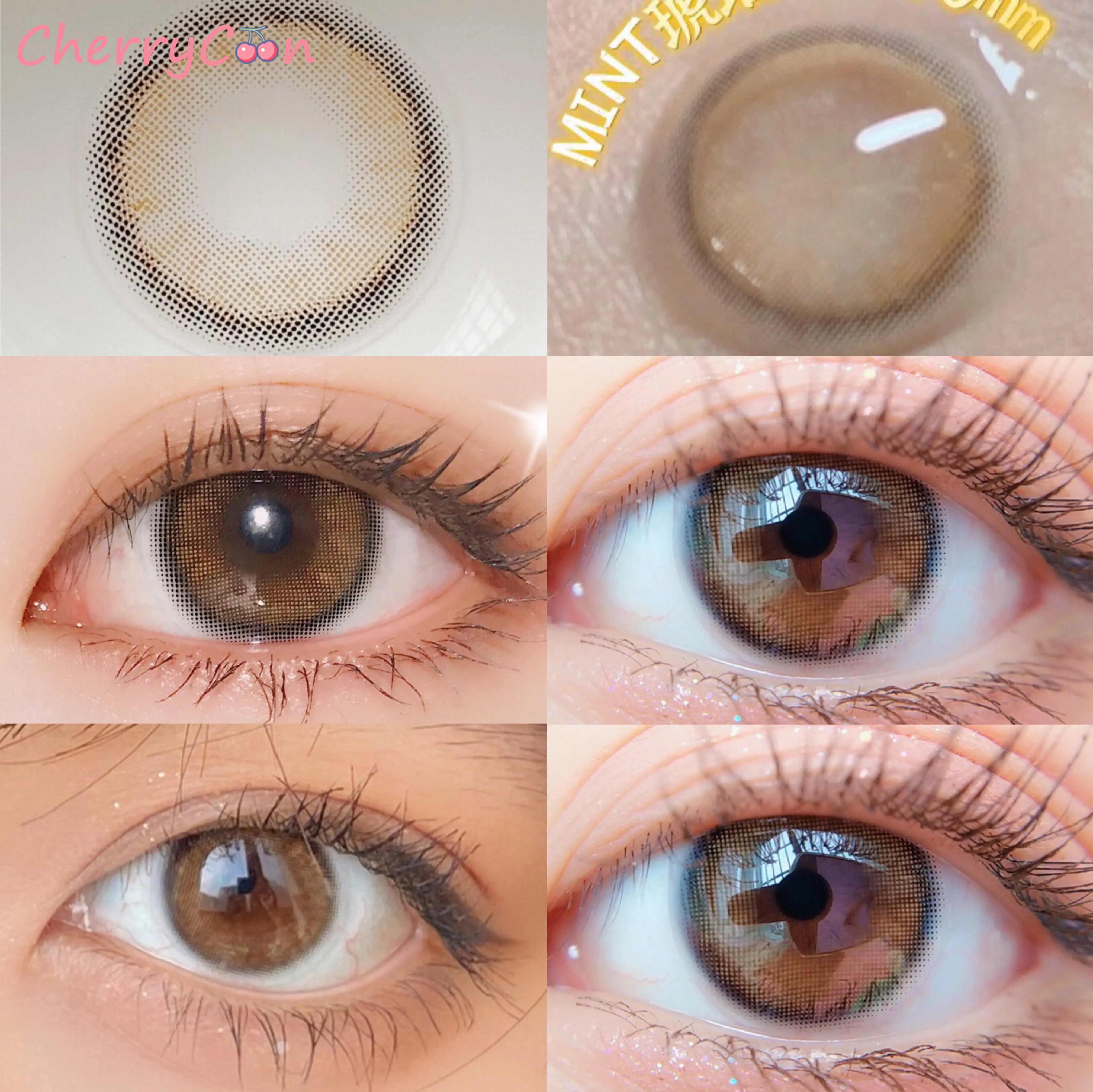cherrycon mint amber brown contact lenses annually coloured soft for eyes contact lens myopia prescription degree 2pcspair free global shipping