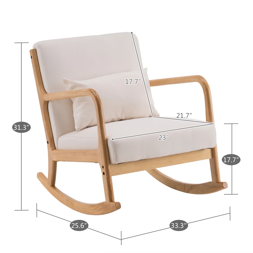 

(US)66x68x75cm Rocking Chair Fabric Oak Sofa Rocking Chair Comfortable Recliner Lunch Break Chair Funny Chair Cozy Chair