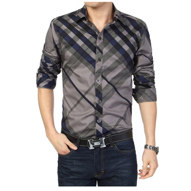 

Men's Brand Casual Shirt Fashion Striped Shirt Long Sleeve Shirt Slim Camisa Social Chemise Homme