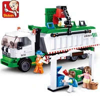 432pcs city garbage classification truck car model bricks 100 cards building blocks kit brinquedos educational toys for children