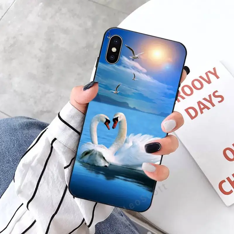 

Beautiful swan Phone Case for iPhone 11 12 mini pro XS MAX 8 7 6 6S Plus X 5S SE 2020 XR