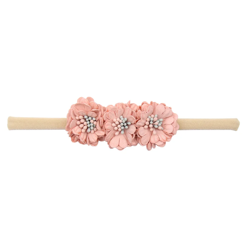 32 IBOWS Hair Accessories Lovely Baby Headband Fake Flower Nylon Hair Bands For Kids Artificial Floral Elastic Head Bands Headwear - Цвет: 32