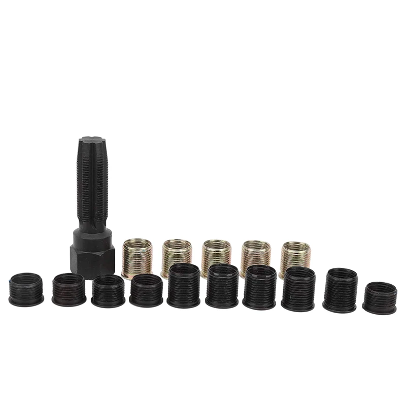 

16Pcs M14 x 1.25 0.4 Inch and 0.7 Inch Spark Plug Rethread Thread Repair Tools Kit Wire Sleeve