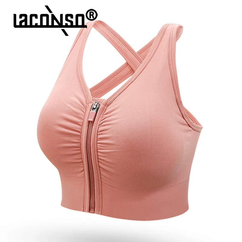 

Женский бюстгальтер LACONSO, спортивный топ для фитнеса, йоги, пуш-ап, без рамы, бесшовное нижнее белье, одежда с молнией спереди, сексуальная од...