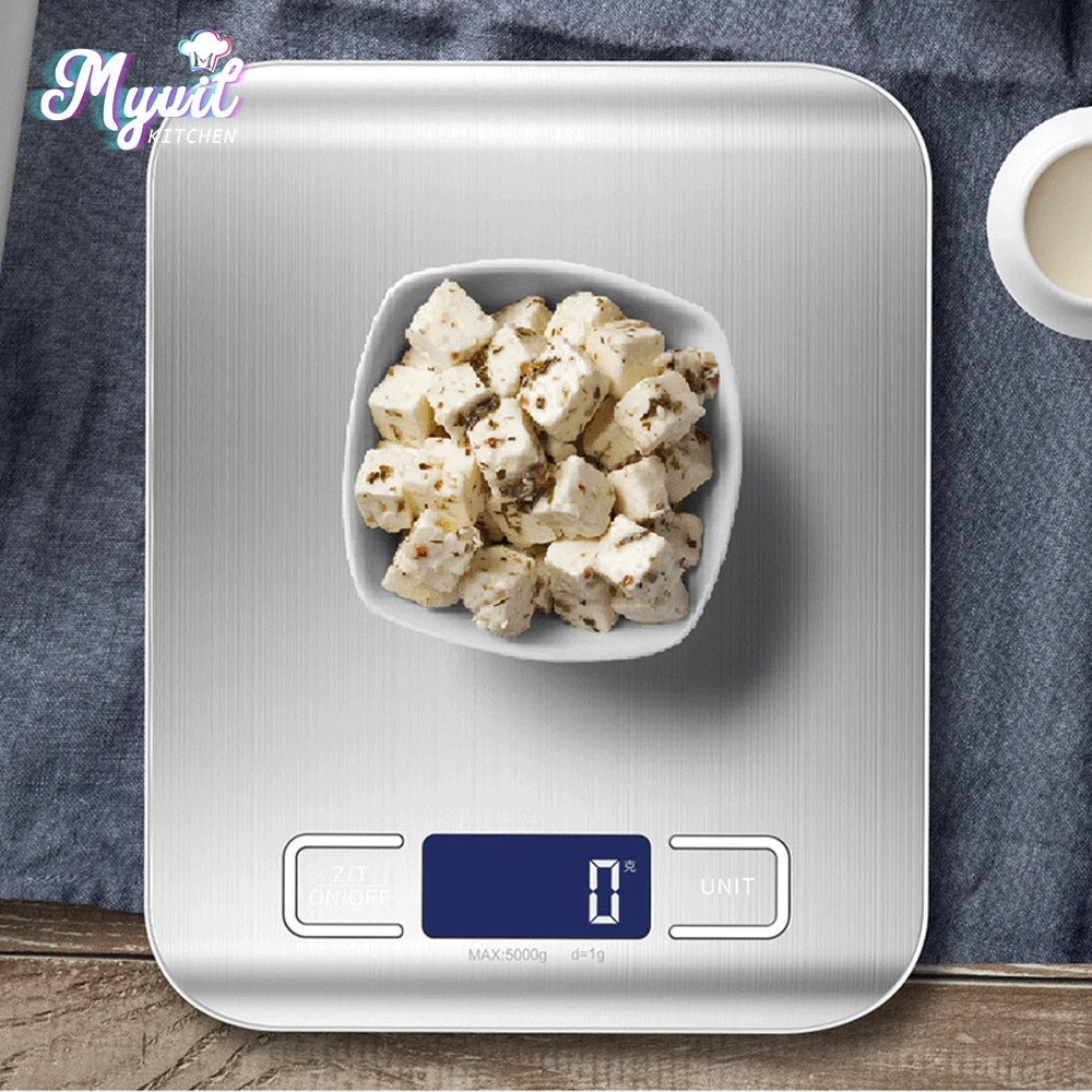 Kitchen Scale 5/10Kg Stainless Steel Weighing Scale with LCD Display Food Diet Balance Measuring Tool Electronic Scales
