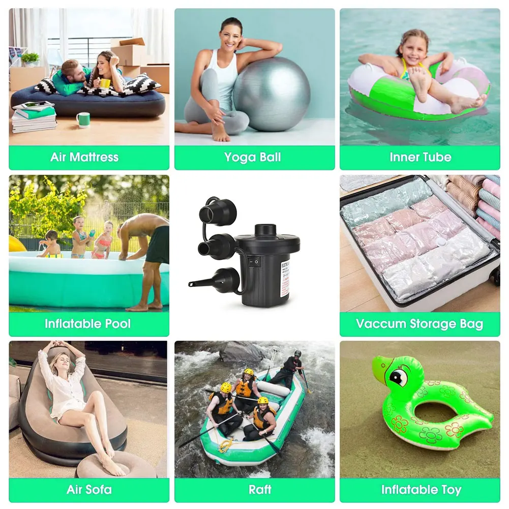 

Air Compressor Inflatable Pump Electric Air Pump Electric Tire Inflator Air Compressor Pump Portable Inflator With 3 Nozzles