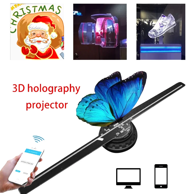 3D hologram Projector Fan 65cm with Wifi control to transmit picture and Video Commercial display ventilador holografico led | Освещение