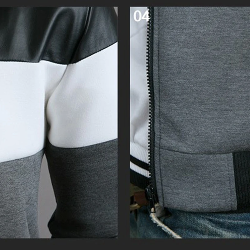 

Fashion Men Patchwork Coats Casual Stand Collar Zipper Pocket Jackets Men Jacket Coat Autumn Clothing Outerwear