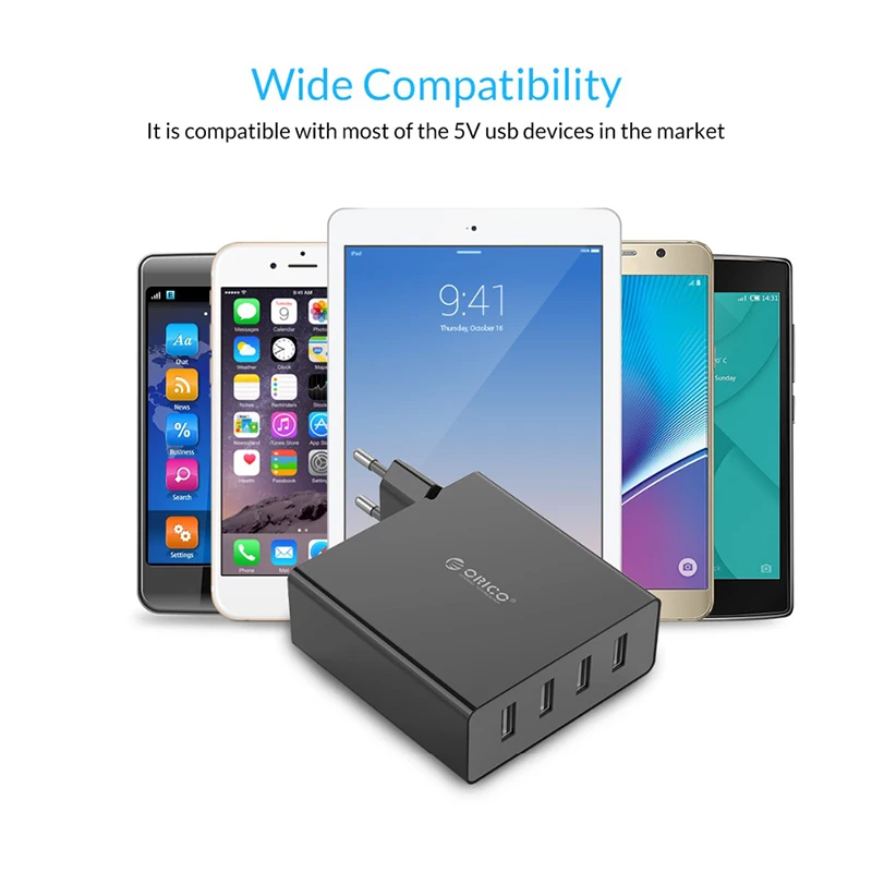 ORICO 4 порта настенное USB зарядное устройство для телефона Быстрая зарядка 5V2. 4A * 6A30W