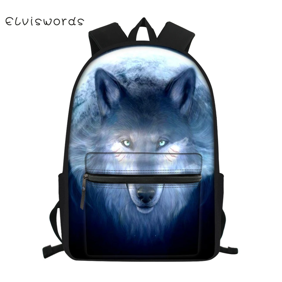 ELVISWORDS детский маленький рюкзак &quotFantasy Wolf&quot одежда с принтом студенты школьные