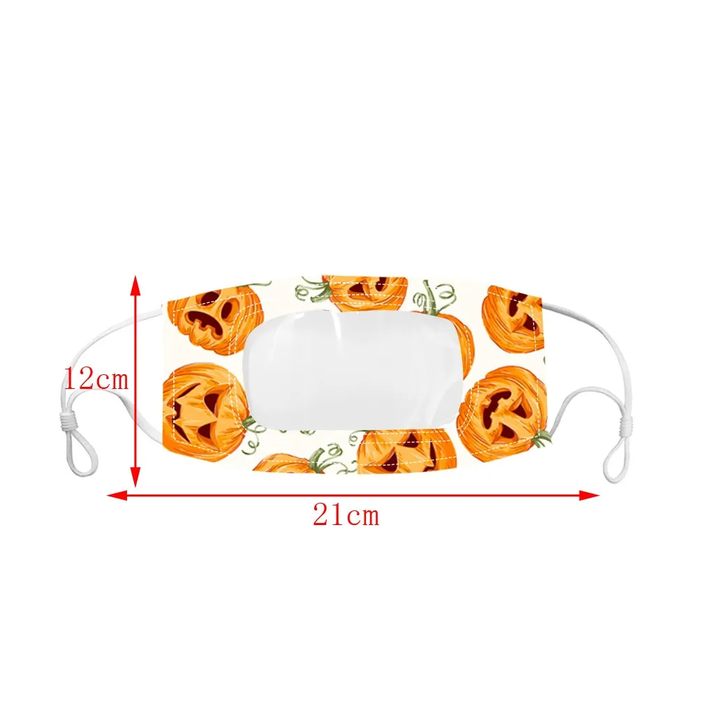 

4PC Halloween Print Face Mask For Men Women Adult Full Face Masks With Clear Vinyl Mouth Expression Lip Reading Mask masque