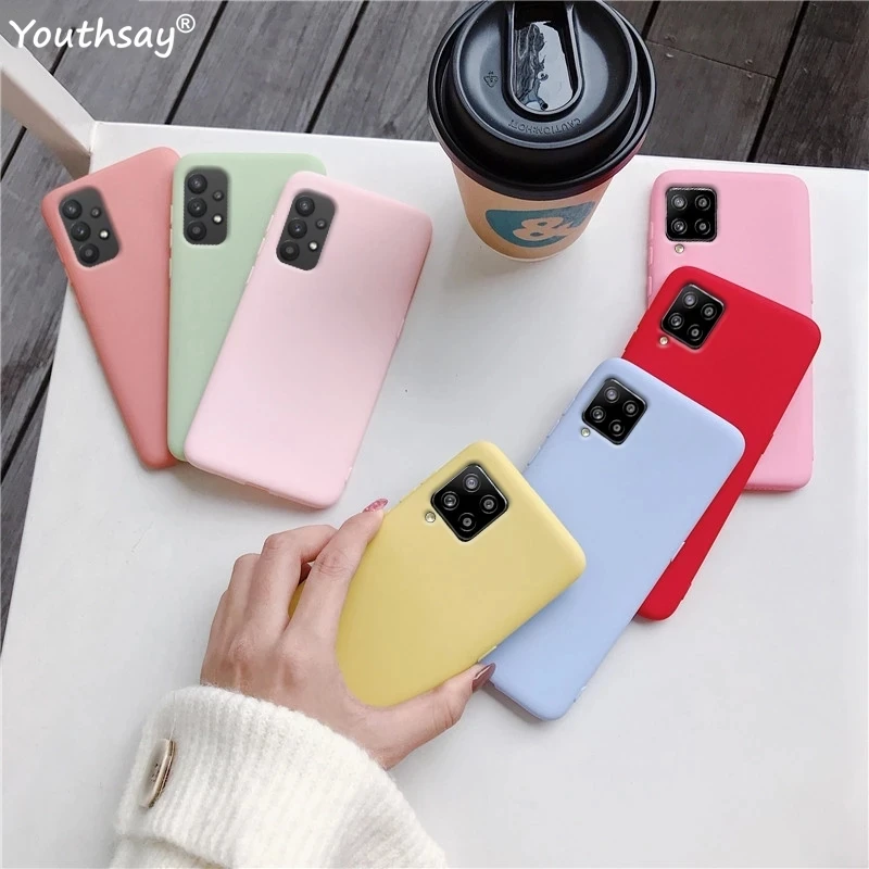 

For Samsung Galaxy A22 4G Case For Samsung Galaxy A22 A52 A72 Cover Coque Matte Soft Tpu Candy Color Back Case For Samsung A22
