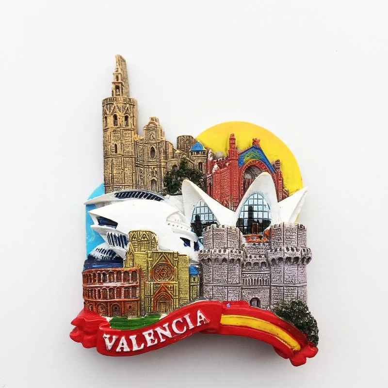 Магнит на холодильник Valencia Испания сувенир здание искусство ремесла resion стерео