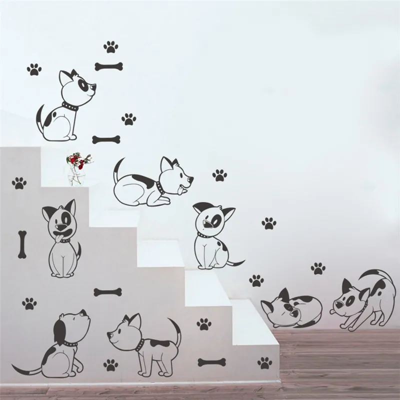 

3D Lovely Dogs Bone Paw Wall Sticker Toilet Bathroom Decoration Animals Home Car Decor Mural Wall Art Poster