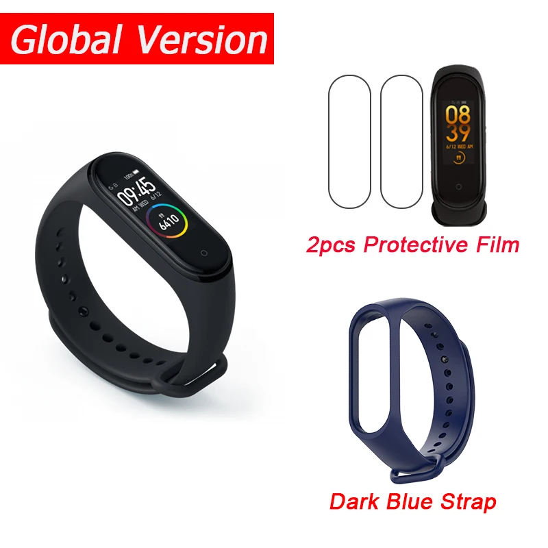 Global Add DarkBlue Xiaomi mi-браслет 4 Smart mi Band 4 0,9" AMOLED экран водонепроницаемый пульсометр фитнес 135 мАч 20 Bluetooth 5,0 50 атм - Цвет: Global Add DarkBlue