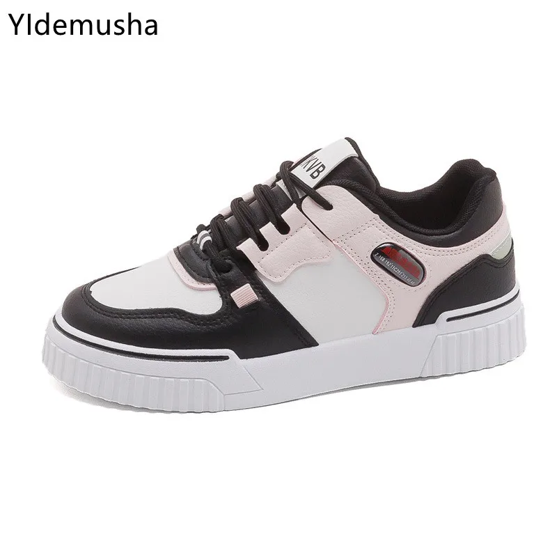 

Women Shoes 2021 New Spring Fashion Women PU Shoes Casual Lace-up Flats Autumn Vulcanize Shoes Fashion Style Female Sneakers