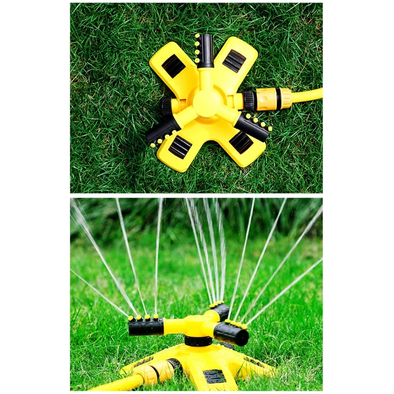 

Garden Sprinkler Automatic Watering Grass Lawn 360 Degree 3 Nozzle Arm Rotating Irrigation System