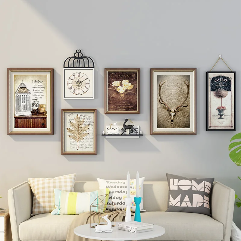 

Now Nordic Light Luxury Art Photo Frame Photo Wall Hanging Suitable For Home Decoration Living Room Background With Wall Clock