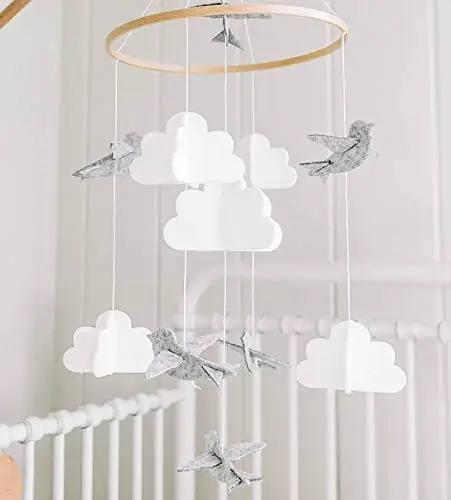 Детская кроватка Mobile Birds & Clouds потолочное украшение для девочек и мальчиков серый