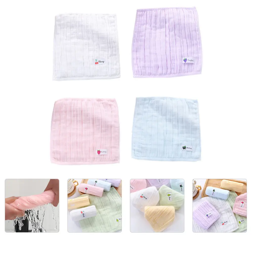 

4Pcs Gauze Square Handkerchief Kids Face Wiping Towel Random Color