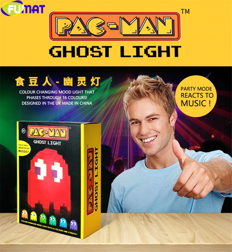 FUMAT мультфильм USB Pac-man игровой тематический цветной ночной Светильник СВЕТОДИОДНЫЙ призрак светильник s спальня детская комната праздник украшение дома ночной Светильник s