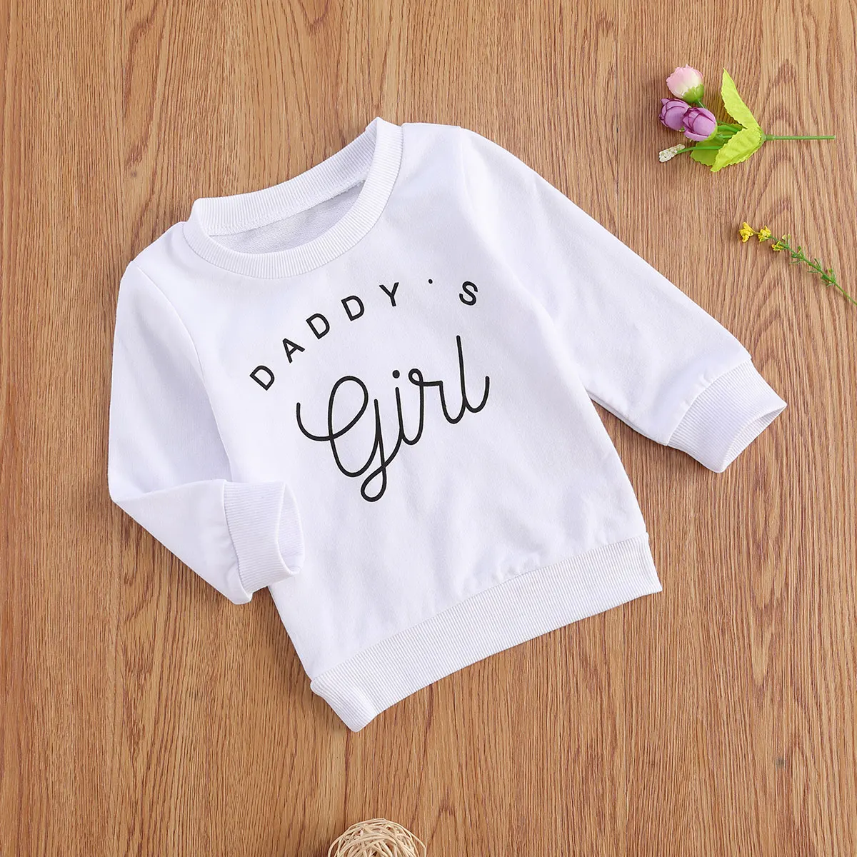 Toddler Baby Girls Sweatshirts Cute Letter Printed Long Sleeve Crew Neck Pullover Tops Outfit Autumn Hoodies 0-3 Years