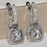 huitan novel designed lock shaped dangle earrings with cz stone bling bling womens accessories delicate gift fashion jewelry