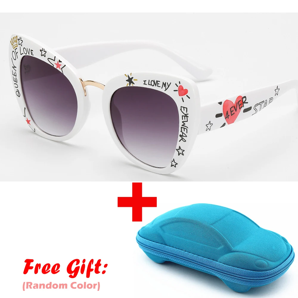 

S328 Retro Cat Eye Sunglasses Women Printing Letters Love Eyewear Steampunk Feminino Lunette Soleil with Box