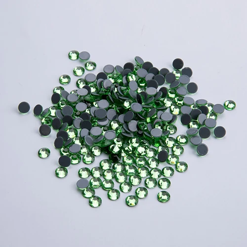 Peridot Горячая фиксация Стразы SS6-SS34 полный цвет круглый клей основа стразы серый сзади Кристаллы Стразы Горячая фиксация на рюкзак - Цвет: Peridot